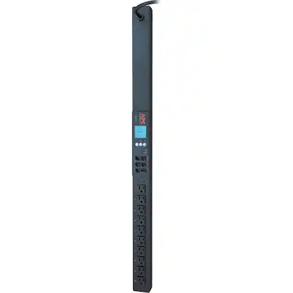 Front. APC - APC NetShelter Metered Rack PDU, 2G, 0U, 15A, 100-120V, 10 NEMA 5-15R outlets - Metered - NEMA 5-15P - 10 x NEMA 5-15R - Black.