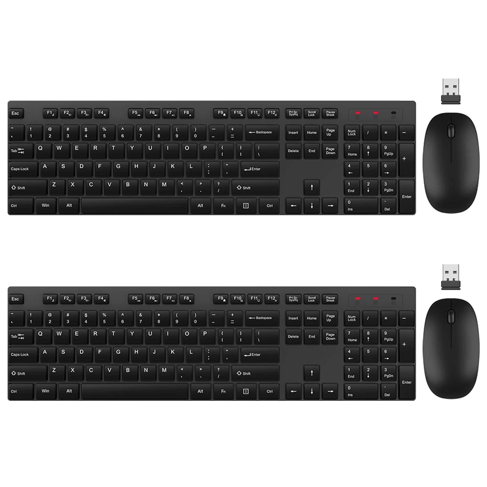 Reds Spade - And Mouse Combo Silent Full Size Cordless 2 Lag free Long Life For Computer Laptop Pc Chromebook Windows - Black-2 Pack