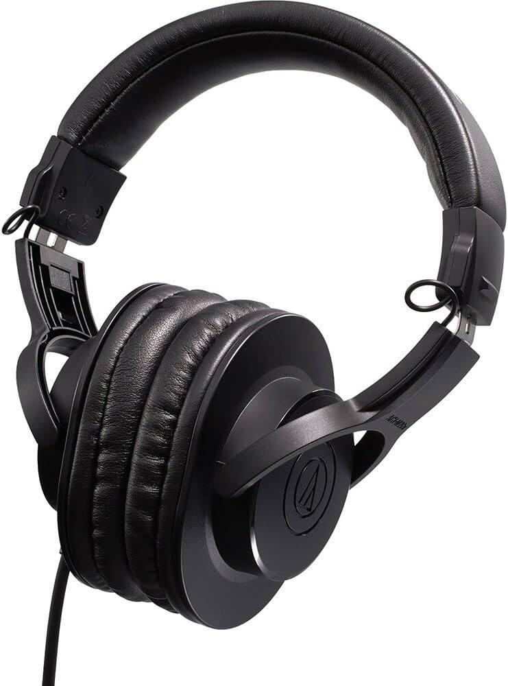 Alt View 5. Audio-Technica - Audio-Technica ATH-M20x Professional Studio Monitor Headphones, Headphone stand.