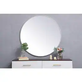 Elegant Decor - Metal frame round mirror 45 inch in - Silver