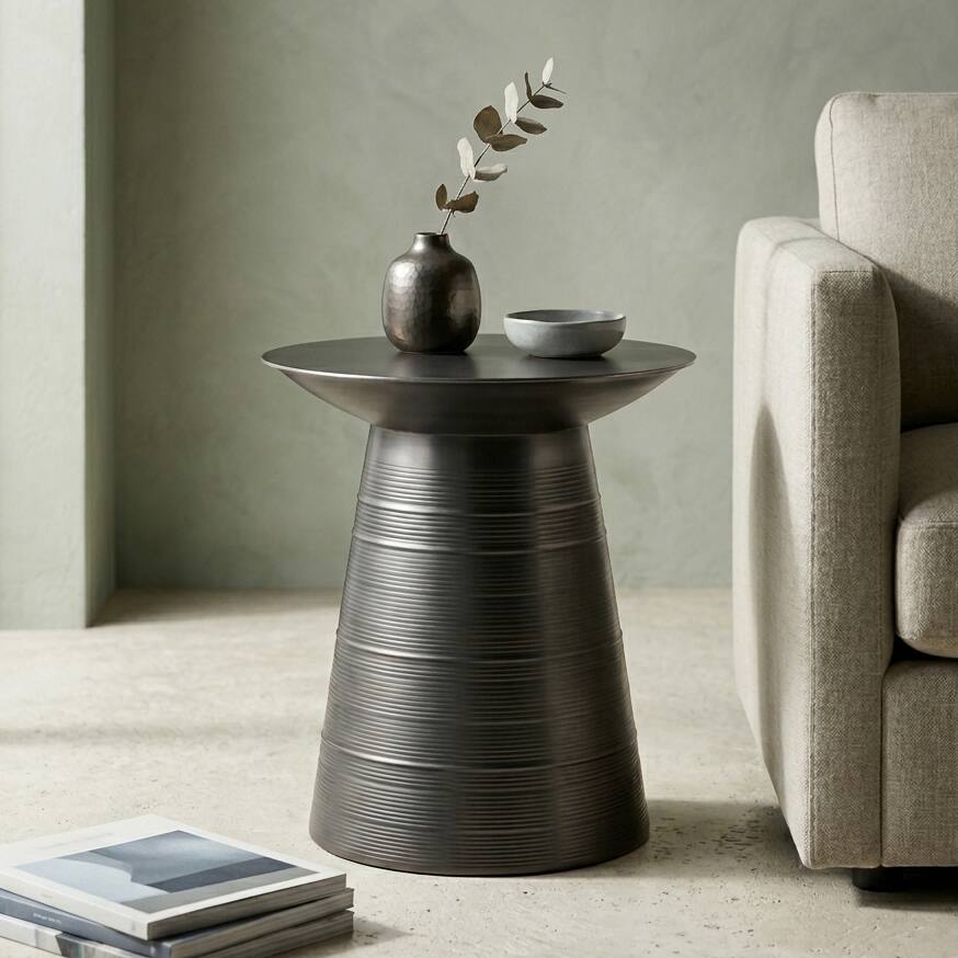 Angle. Simpli Home - Simpli Home Sheridan 18W Round Conical Accent Table - Black.