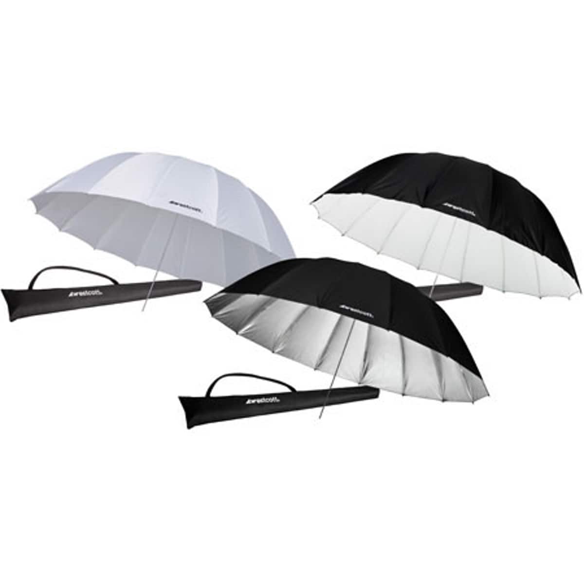 Westcott - 7' Parabolic Three Umbrella Kit, Includes 1 White Diffusion, 1 Silver and 1 White/Black price history on PriceWatchPro