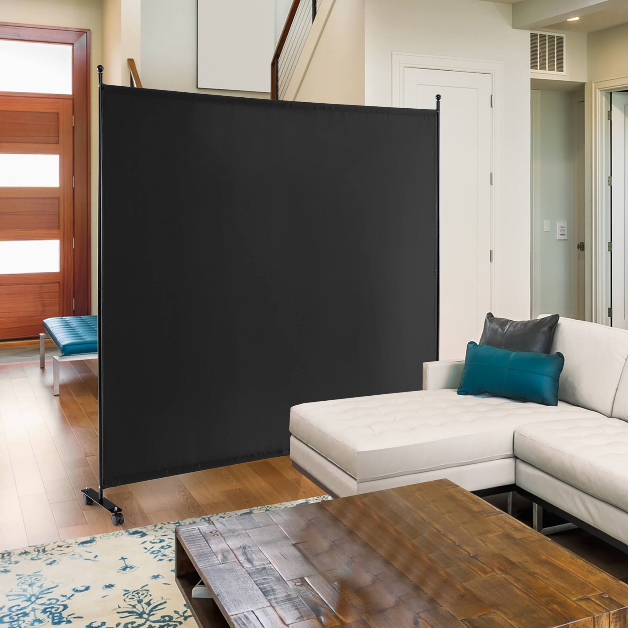 Alt View 1. Costway - Costway 6FT Single Panel Room Divider with Wheels Rolling Fabric Partition Privacy Screen - Black.