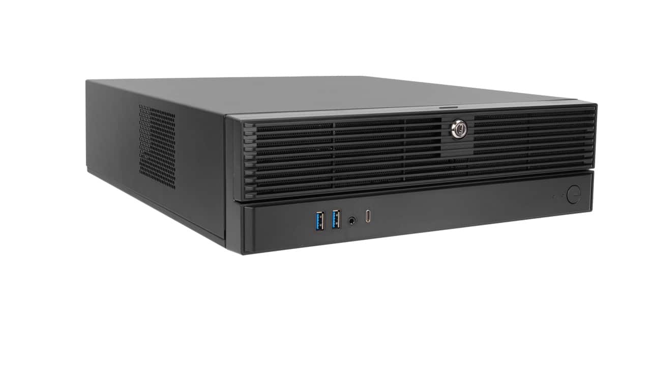 In Win - BLG726 11.5L Slim Micro-ATX Mini-ITX Edge PC Case with 450W TFX Power Supply Pre-Installed - Black