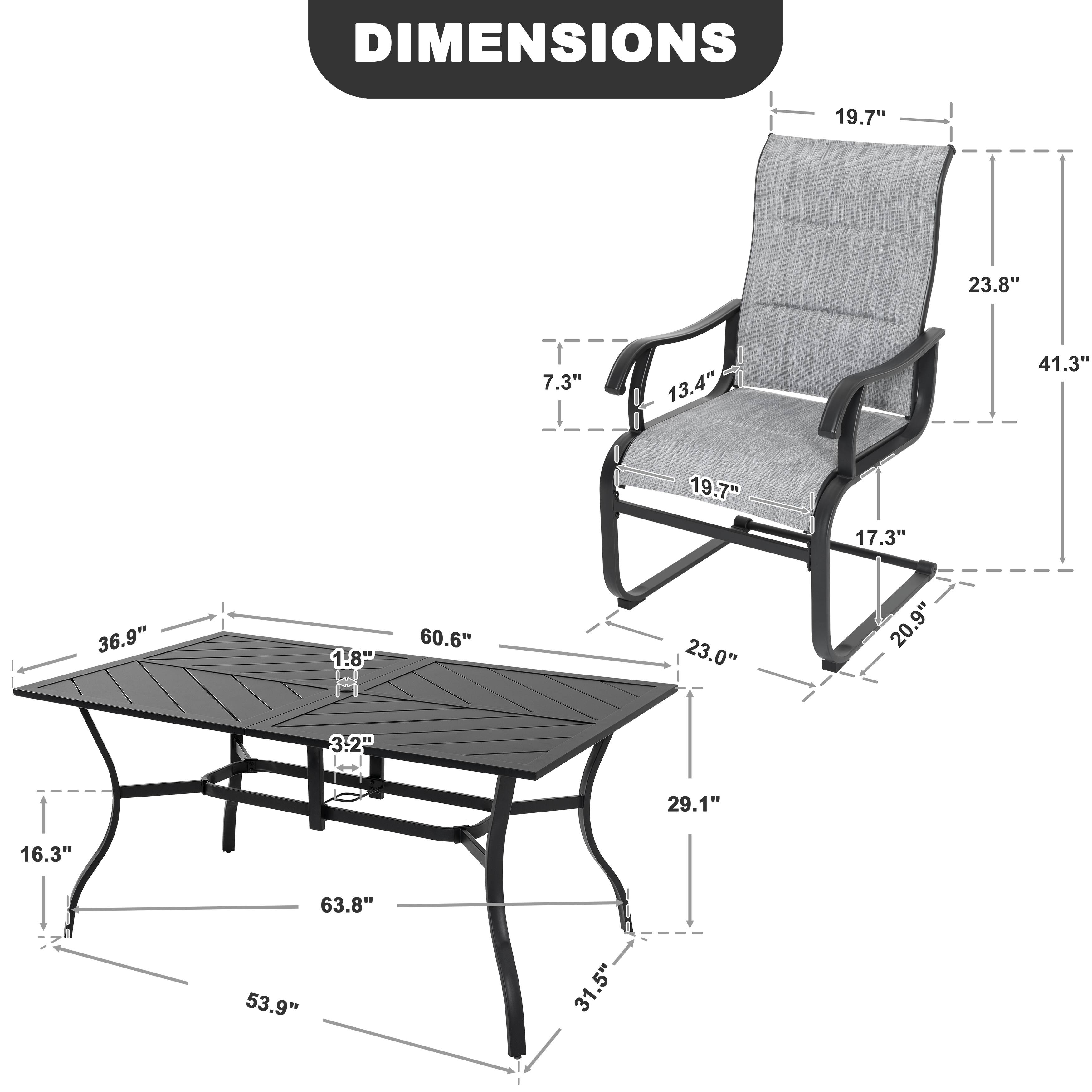 Nuu Garden Patio 7 Piece Dining Set, Premium Textilene Chairs ...