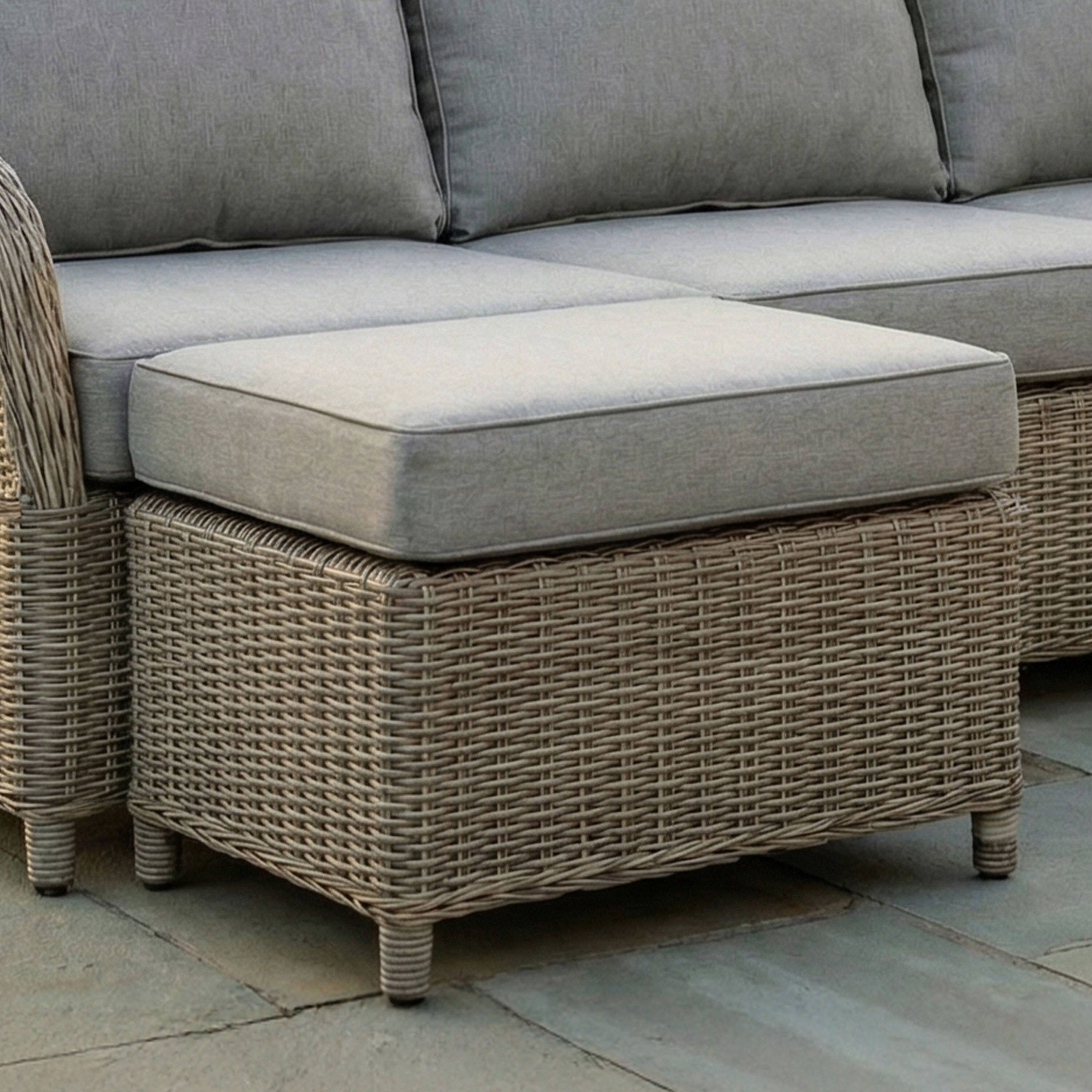 Alt View 1. Martha Stewart - Lily Pond Indoor-Outdoor Modular Patio Ottoman with All-Weather Cushion - Gray Cushions/Weathered Gray Frame.