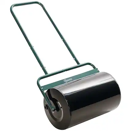 Front. Outsunny - 20-Inch Push/Tow Behind Lawn Roller Filled with 10 Gal Water or Sand, Yard Roller for Flattening Sod in the Garden - Dark Green.