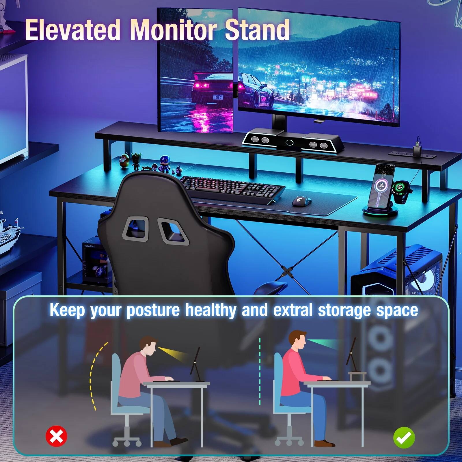 Elevated Monitor Stand

Keep your posture healthy and extra storage space