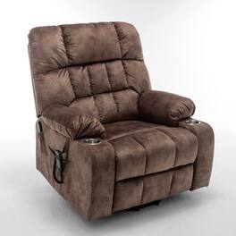 Boyel Living - Lift Chair for Big and Tall Person 2 OKIN Motor Heat Massage 2 Remote 2 Cup Holder 2 Pockets - Brown