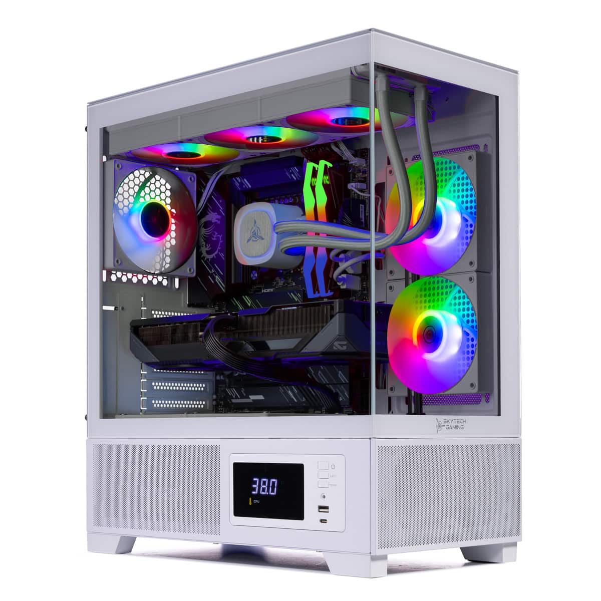 Skytech Gaming - Skytech AZURE3PLUS - AMD Ryzen 7 9800X3D, AMD Radeon RX 9070XT, 32GB 6000 MHz DDR5 RAM, 850W GOLD PSU - White