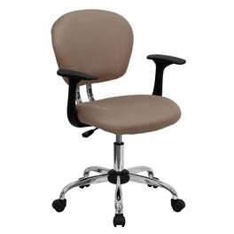Emma + Oliver - Mid-Back Mesh Padded Swivel Task Office Chair with Chrome Base and Arms - Coffee Brown