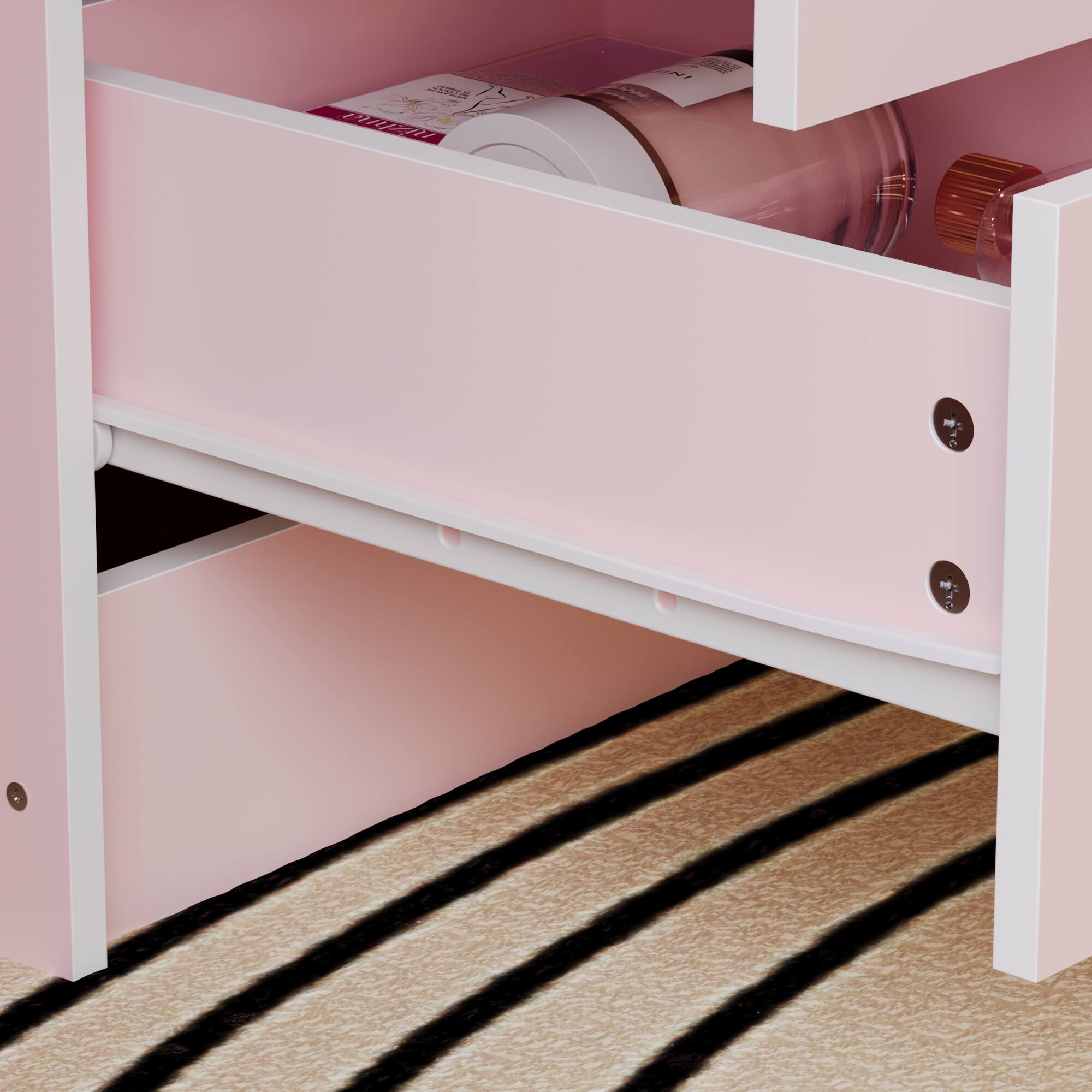 Alt View 8. Famapy - Princess - Style Smart Vanity Table with Lighted Mirror - Your Ideal Makeup Station - Pink.