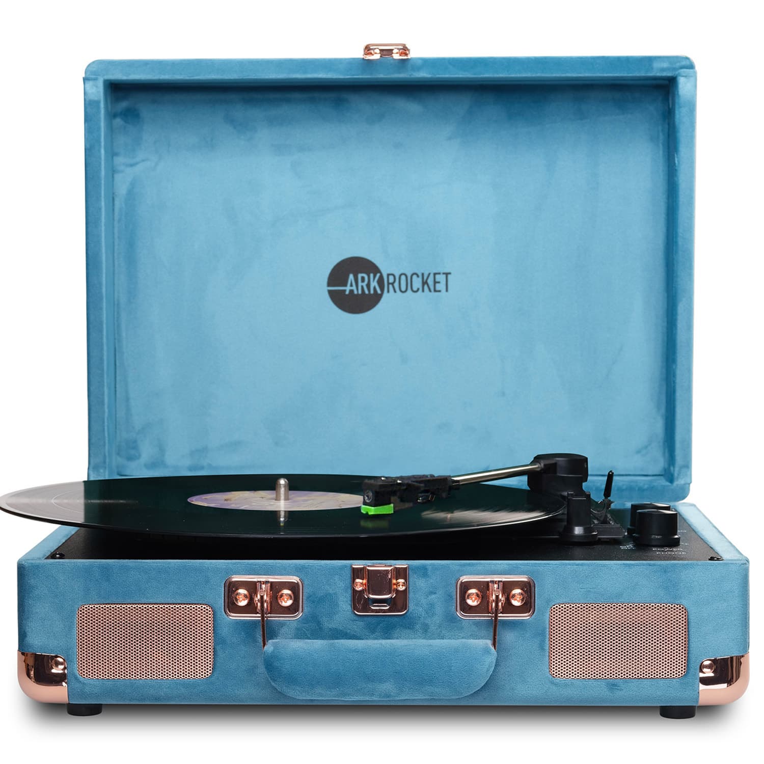 Arkrocket - Curiosity III Suitcase Bluetooth Record Player Turntable built-in Speakers - Ocean Velvet