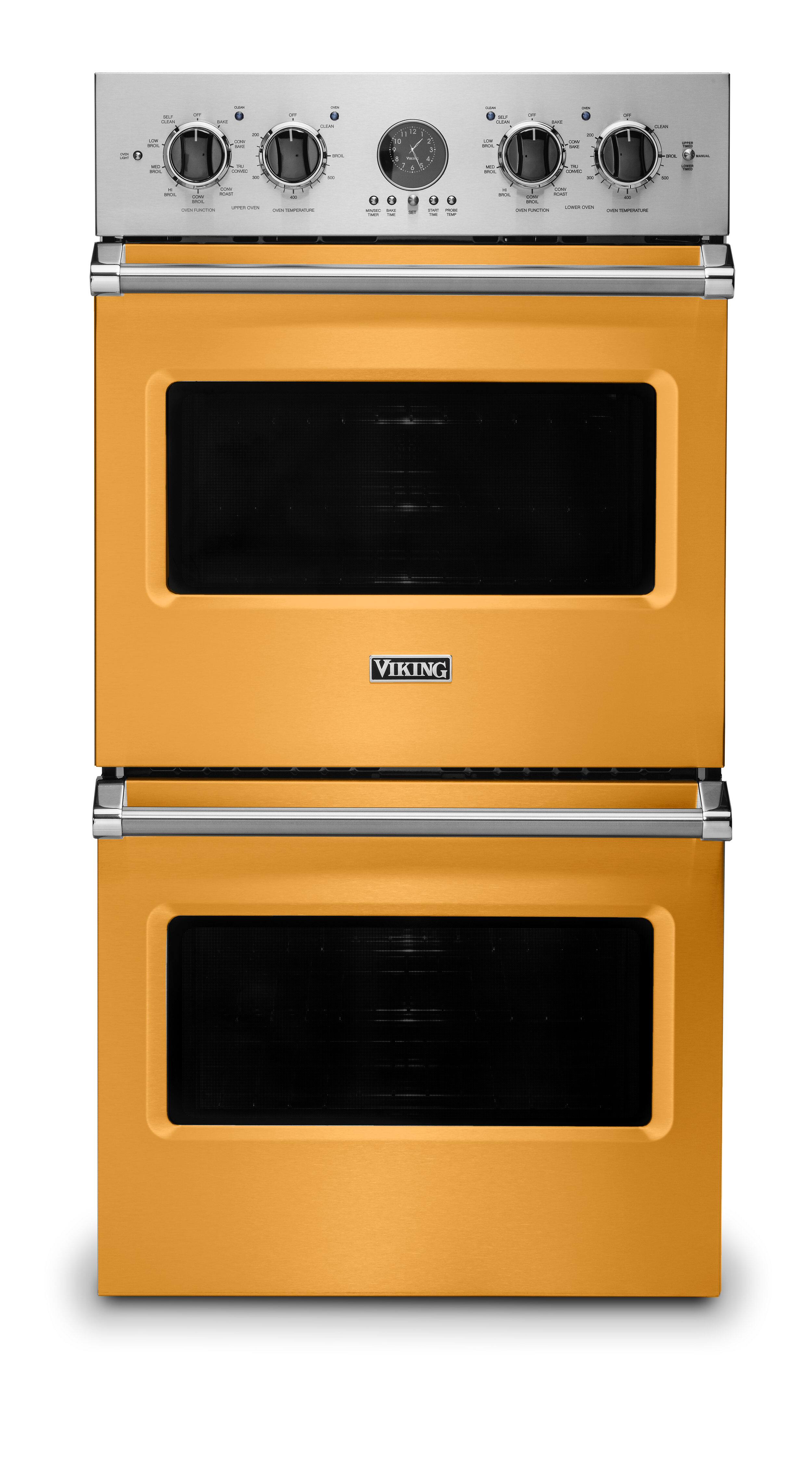 Front. Viking - 27" Built-in Electric Double Wall Oven-Daffodil - Daffodil.