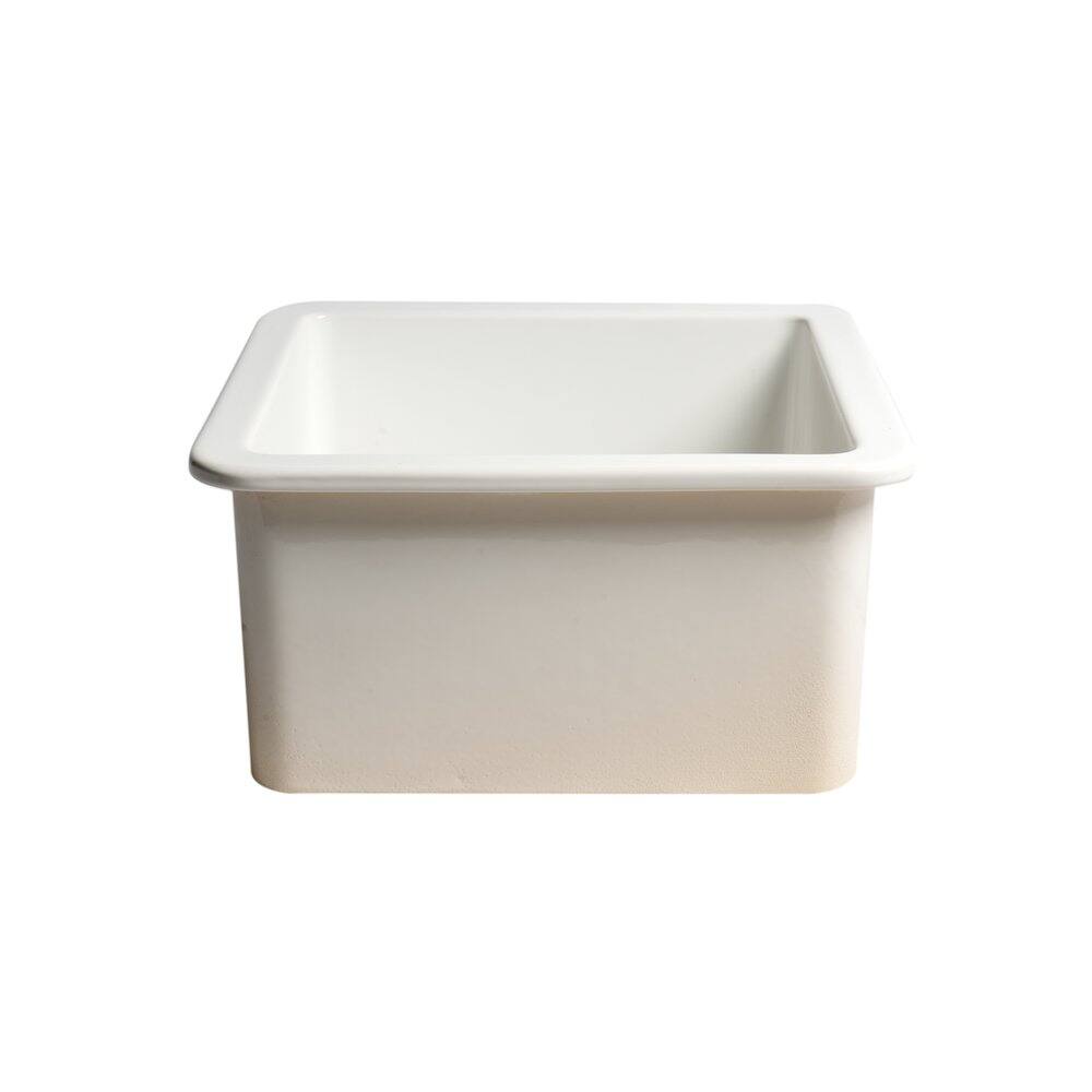 Back. Alfi - White Square 18" x 18" Undermount / Drop In Fireclay Prep Sink - White.