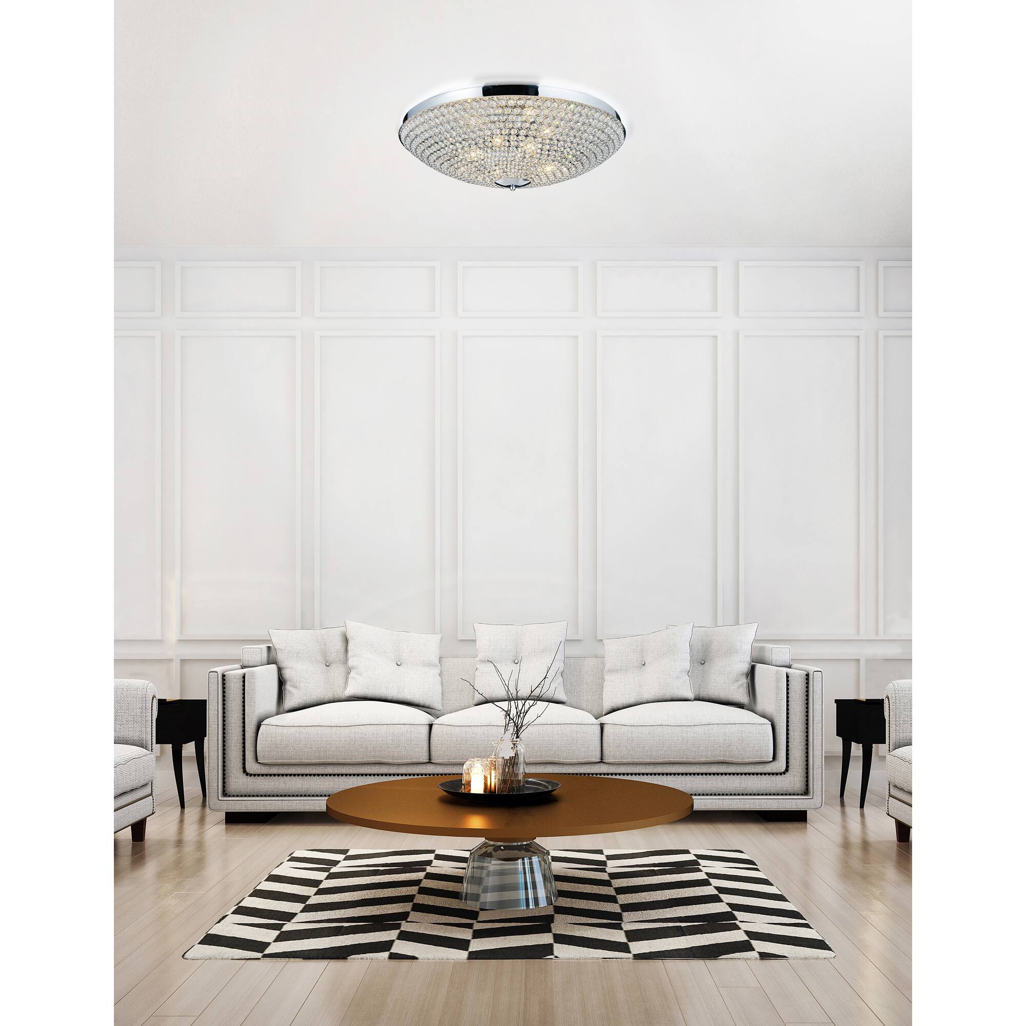 Alt View 3. CWI Lighting - Globe 6 Light Bowl Flush Mount With Chrome Finish - Chrome.
