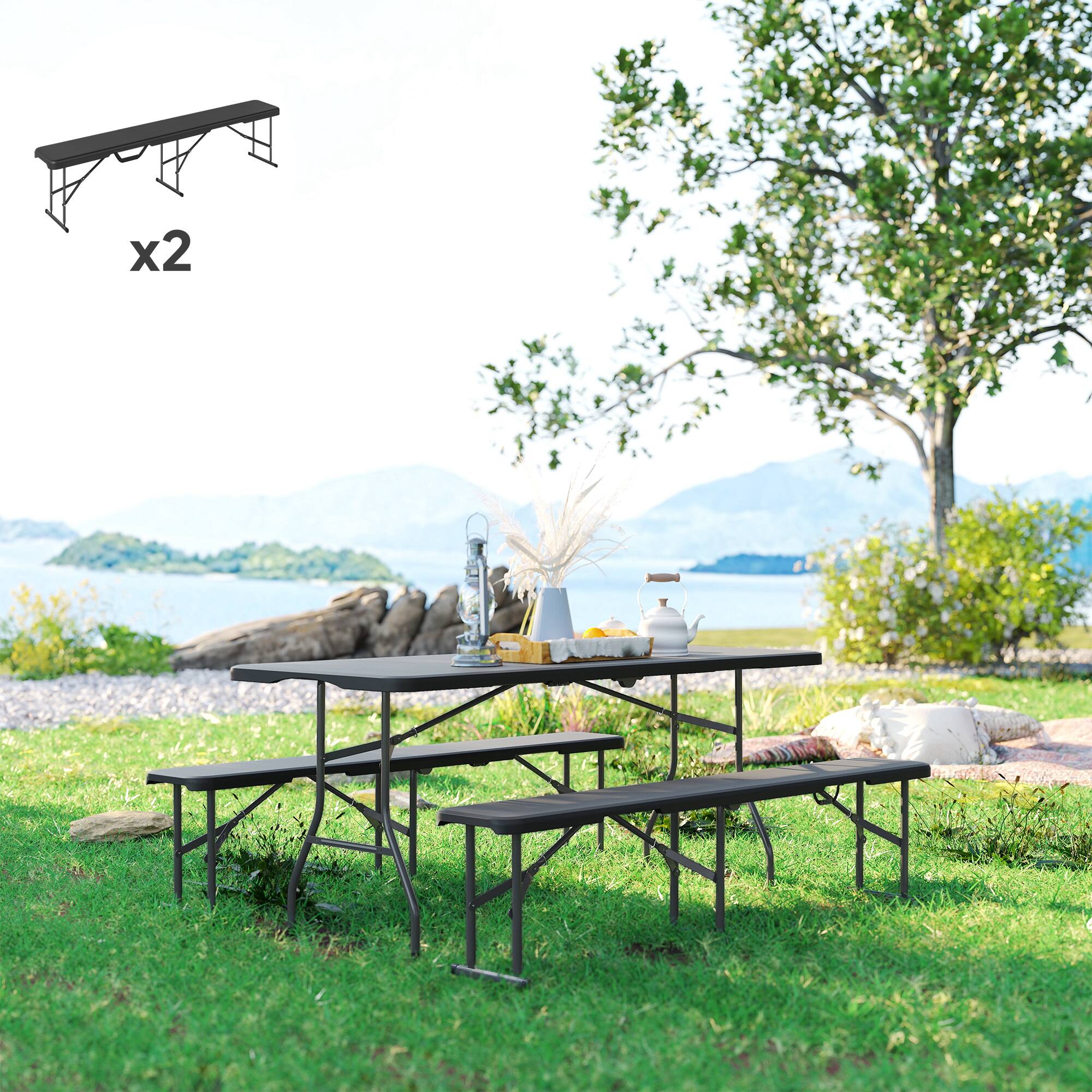 Alt View 7. Outsunny - Pack 6 ft Portable Foldable Bench Seats - Black.