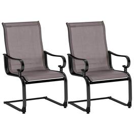 Costway - Set of 2 Patio Chairs C-Spring Motion Chairs with Quick-drying & Breathable Fabric - Gray