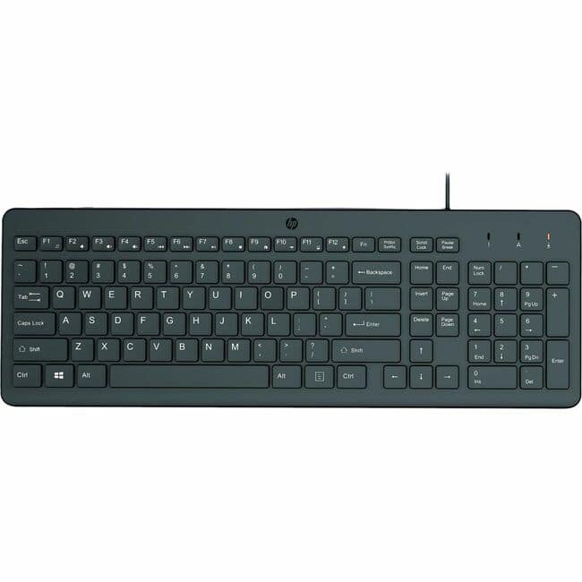 HP - 150 Wired Keyboard - Cable Connectivity - USB Type A Interface - PC - Black