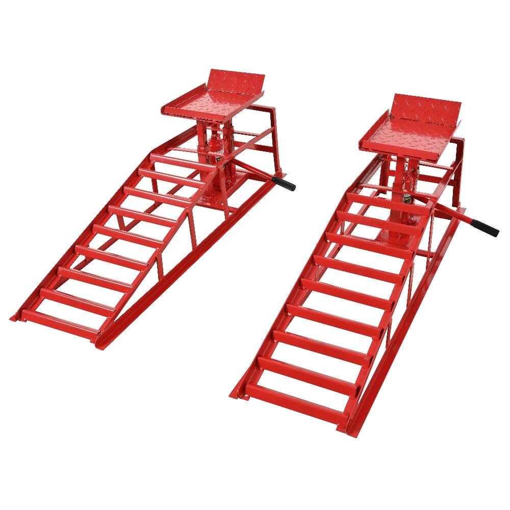 Front. Ropilly - Ropilly 5 Ton Hydraulic Car Ramps 10000 lb Truck Service Lift 2 Pack Red.