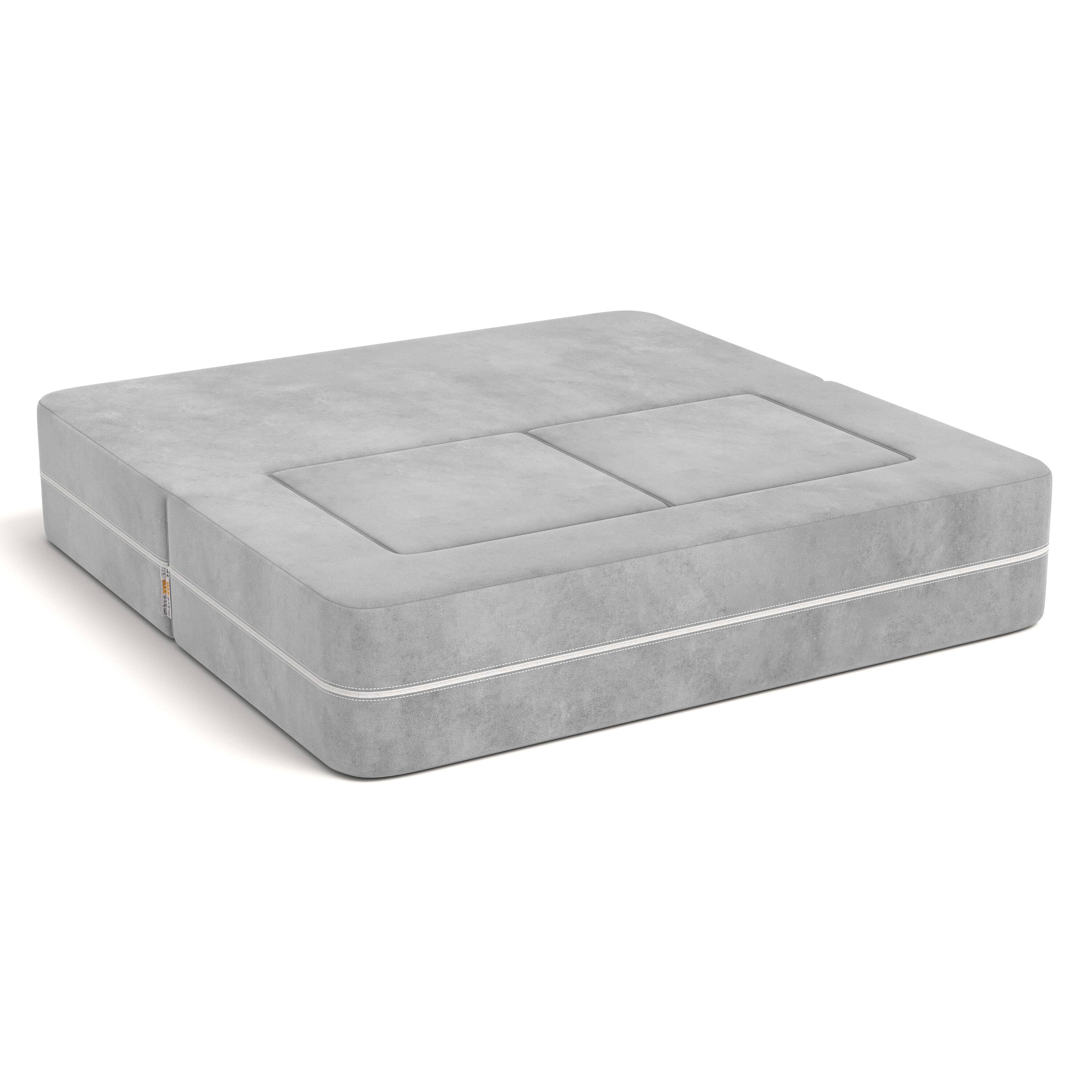 Left. Jaxx - Jaxx Zipline Kids Modular Loveseat & Ottomans/Fold Out Lounger, Platinum - Platinum.