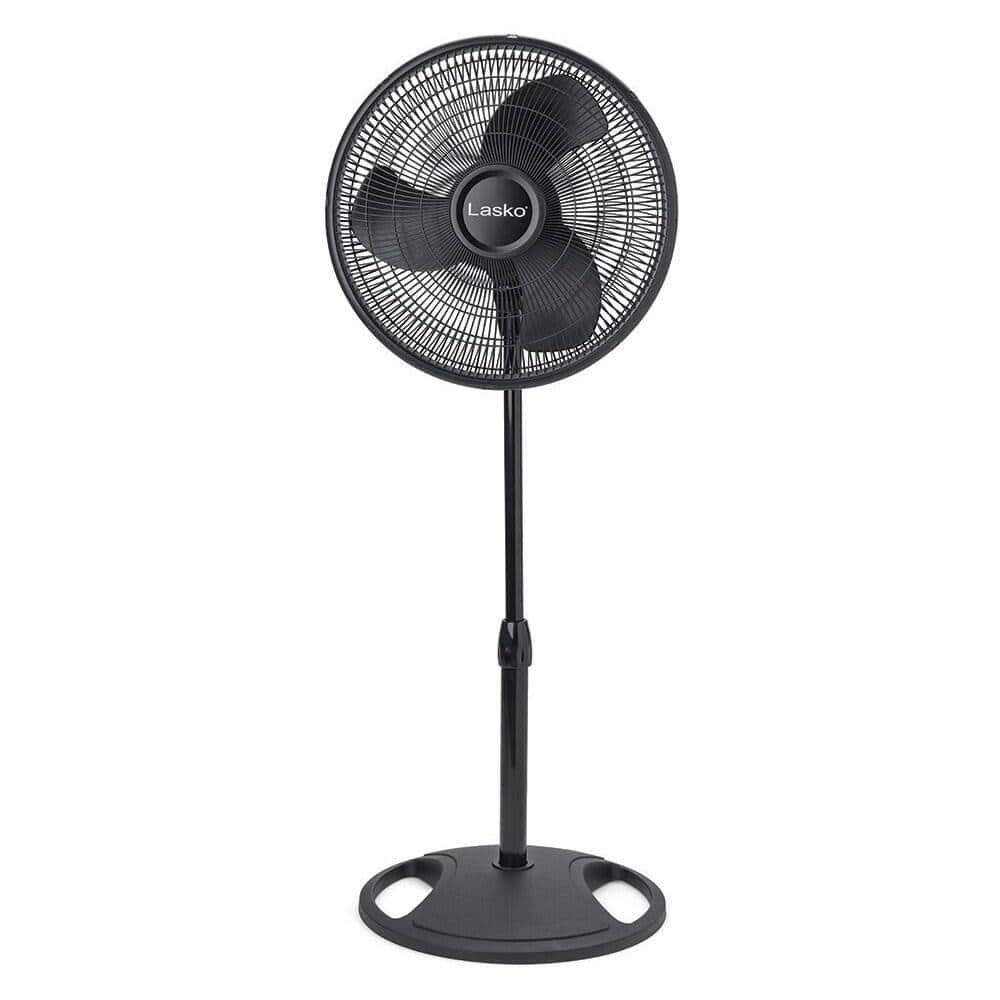 Lasko - 16" 3-Speed Adjustable Tilting Oscillating Standing Pedestal Fan, Black - Black Basic