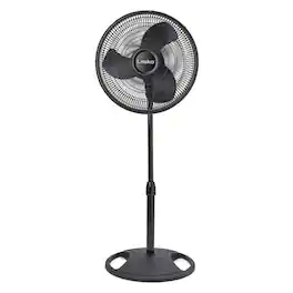 Lasko - 16" 3-Speed Adjustable Tilting Oscillating Standing Pedestal Fan, Black - Black Basic