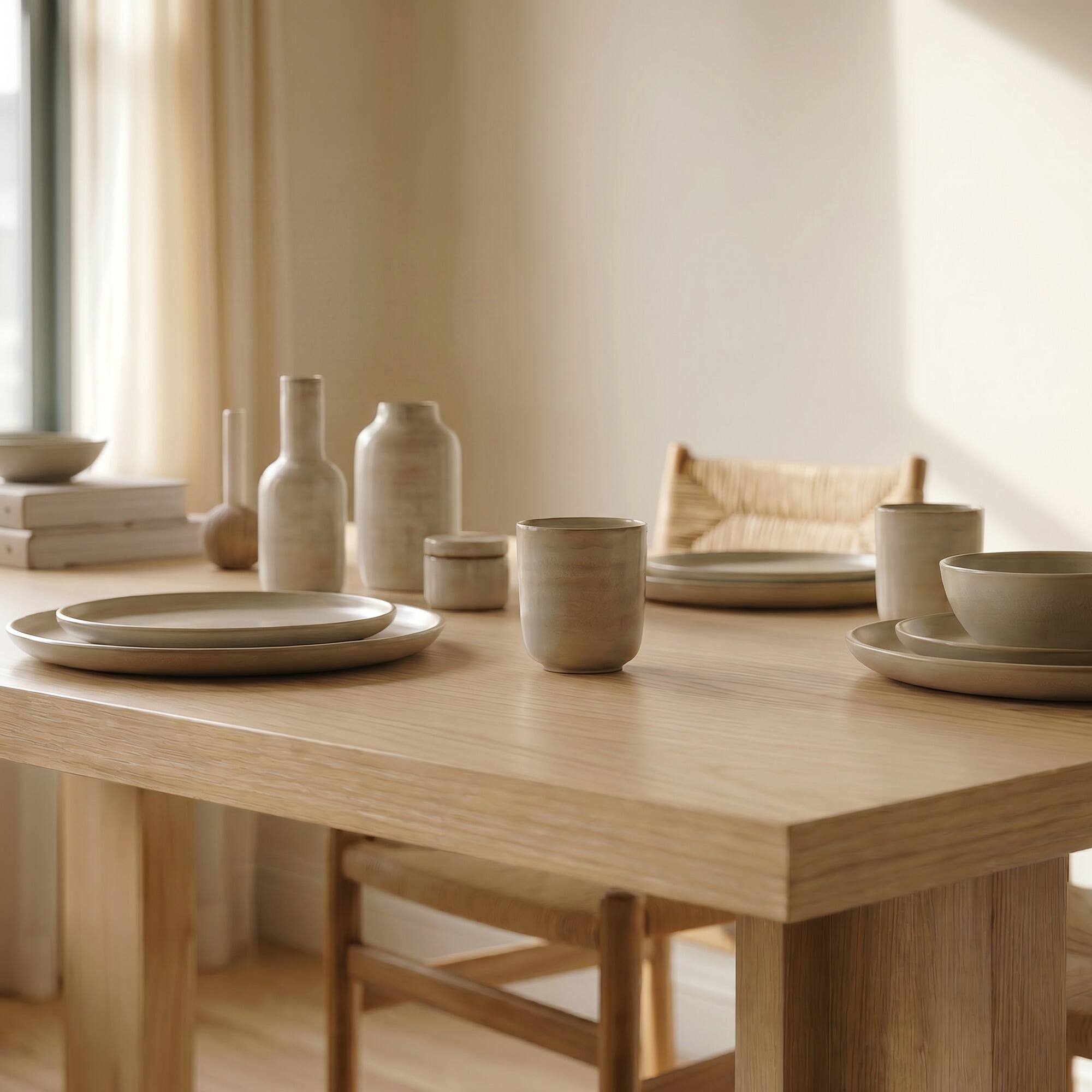 Alt View 7. Homsee - Solid Wood Veneer Large Dining Table, Pine & Rubberwood Desk for 8 Seater, Modern Farmhouse Kitchen Table for Home - Wooden.