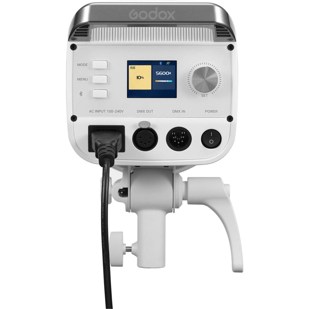 Godox MODE MENU  
10% * A  
5600K  
SET  
AC INPUT 100-240V  
DMX OUT  
DMX IN  
POWER