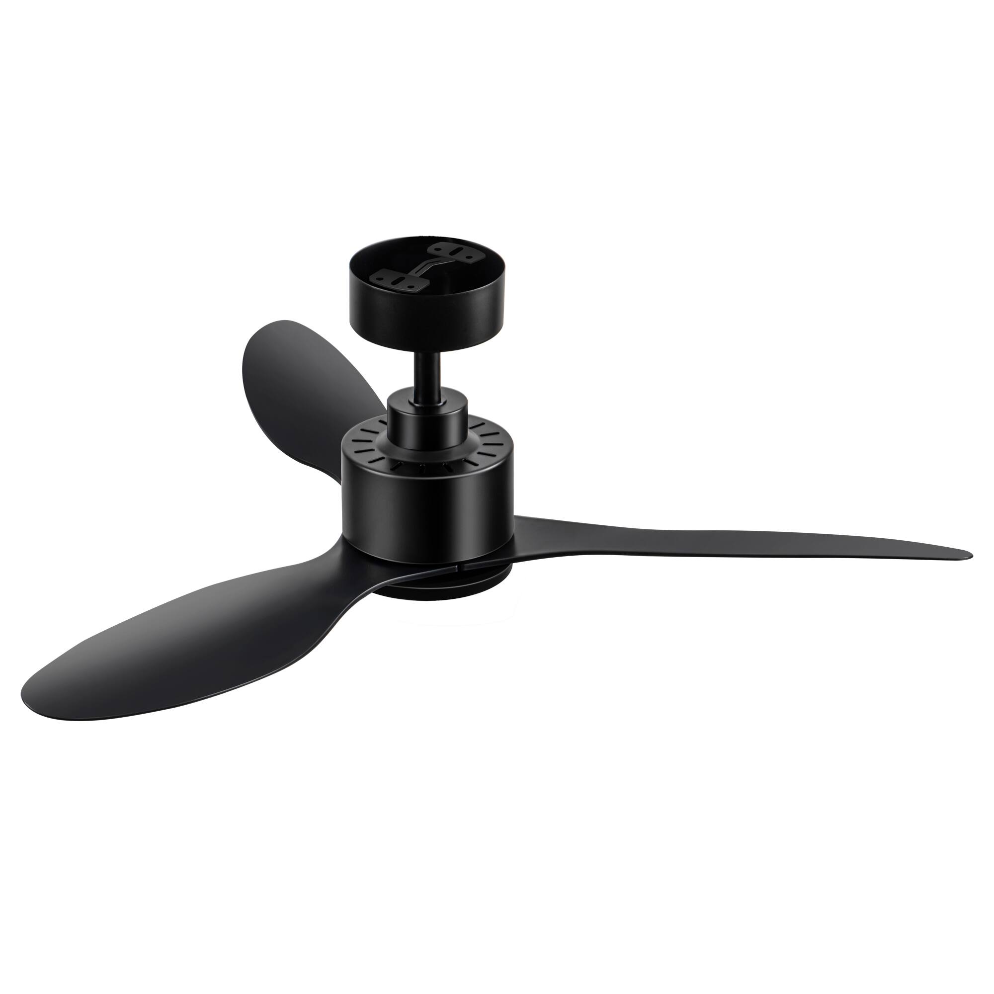 Alt View 5. Breezary - 42" Modern Ceiling Fan Without Light, 3 Blades, 6-Speed, Remote Control, Reversible DC Motor, Downrod Included, No Light - Matte Black.