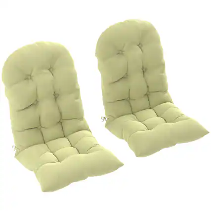 Front. Outsunny - Outdoor Adirondack Chair Cushions Set of 2, Tufted High Back Patio Chair Cushions with Ties - Beige.