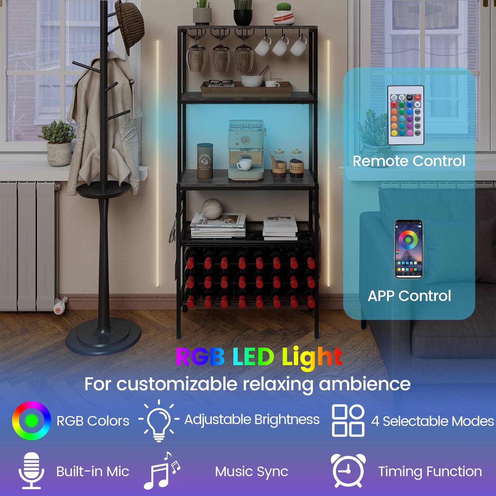 - Remote Control
- APP Control

RGB LED Light
For customizable relaxing ambiance

- RGB Colors
- Adjustable Brightness
- 4 Selectable Modes
- Built-in Mic
- Music Sync
- Timing Function