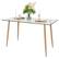Front. Costway - Modern Glass Dining Table Rectangular Dining Room Table W/Metal Legs For Kitchen - Transparent, Natural.