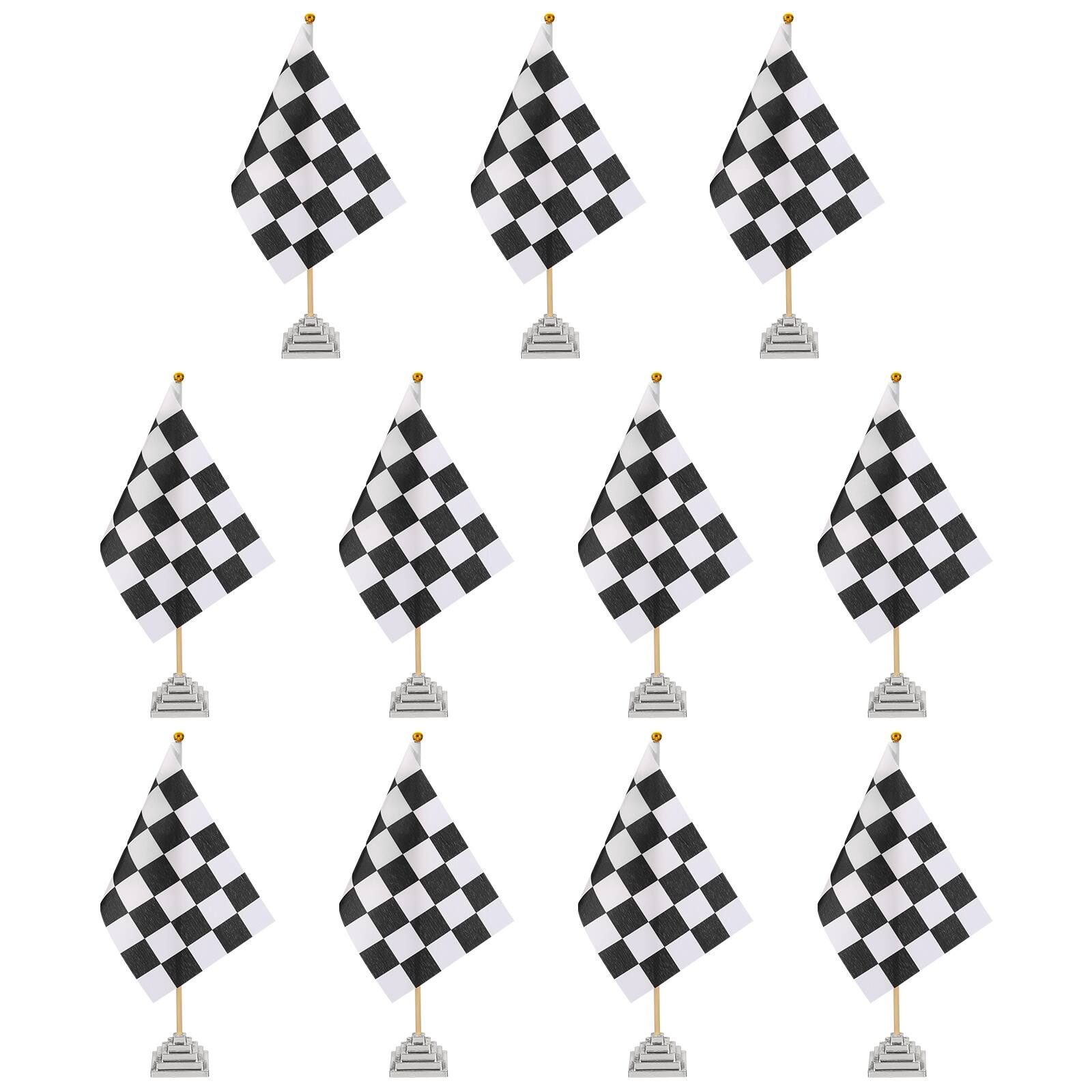 "Unique Bargains - 12pcs 12"" B/W Checkered Table Flag for Racing/Sport Party, Bamboo Stick & Silver Square Base - Black and White Flag, Silver Base" price history on PriceWatchPro