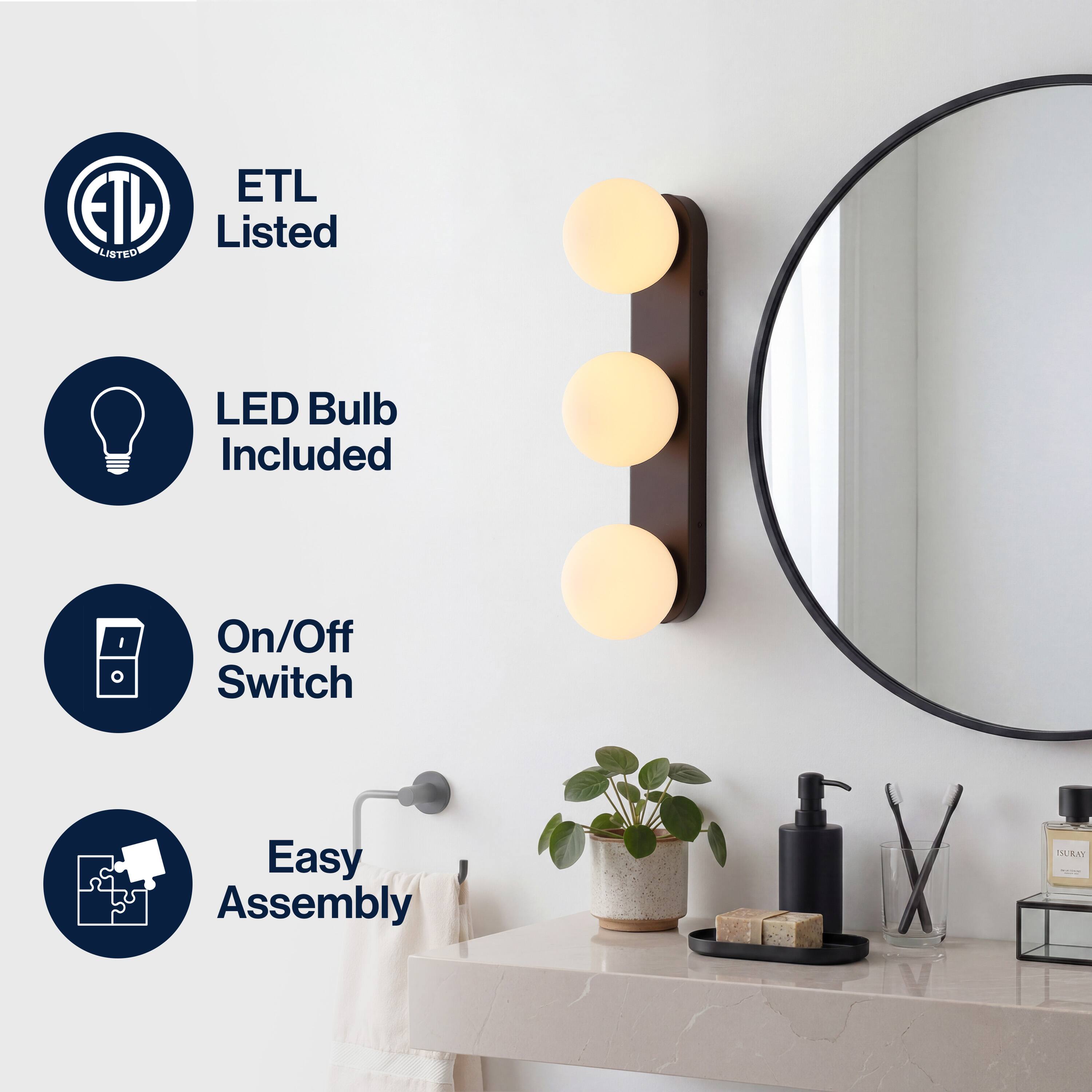 ETL Listed  
LED Bulb Included  
On/Off Switch  
Easy Assembly