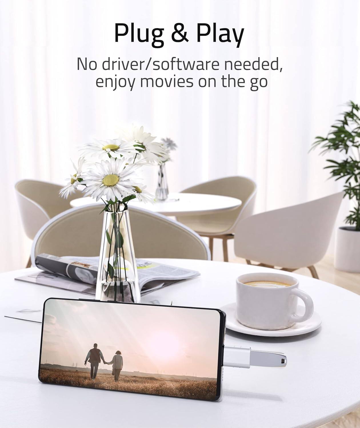Plug & Play  
No driver/software needed, enjoy movies on the go
