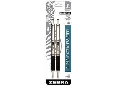 Zebra - F-402 Retractable Ballpoint Pen, Fine Point, 0.7mm, Black Ink, 2 Pack (29212)