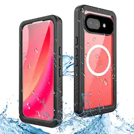 Dteck - Waterproof Magnetic Case for Google Pixel 10a Full Body Shockproof Cover with Screen Protector Clear PC TPU Back Cover - Black