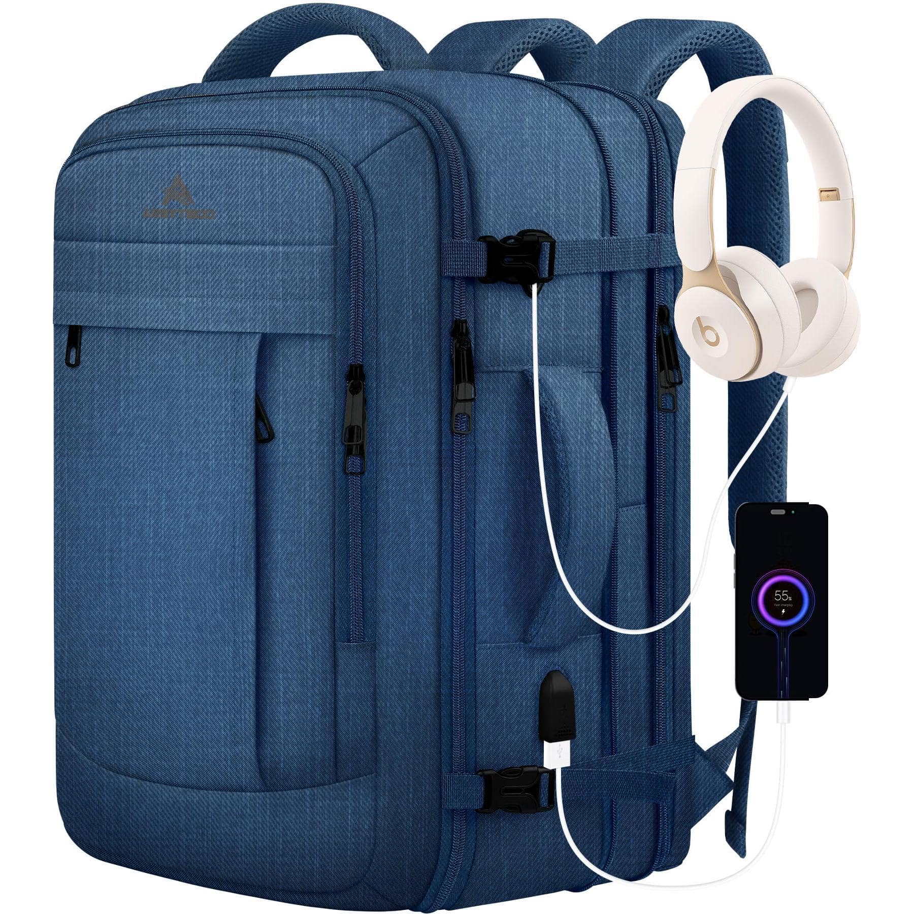 Pacoar Cade - Travel Backpack 50l Expandable Extra Large Laptop Carry On Water Resistant Business Suitcase Daypack Bag Fits 17 Inch - Blue-XXXL(22''x14''x11'')