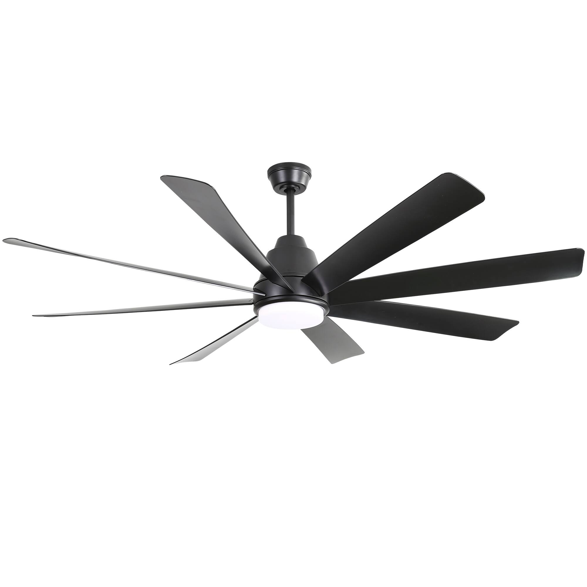 Front. GreenEver - 72" Matte Black DC Ceiling Fan: Dimmable 3-Color LED, Quiet Reversible Motor, 6-Speed Remote for Large Indoor & Patios - Black.