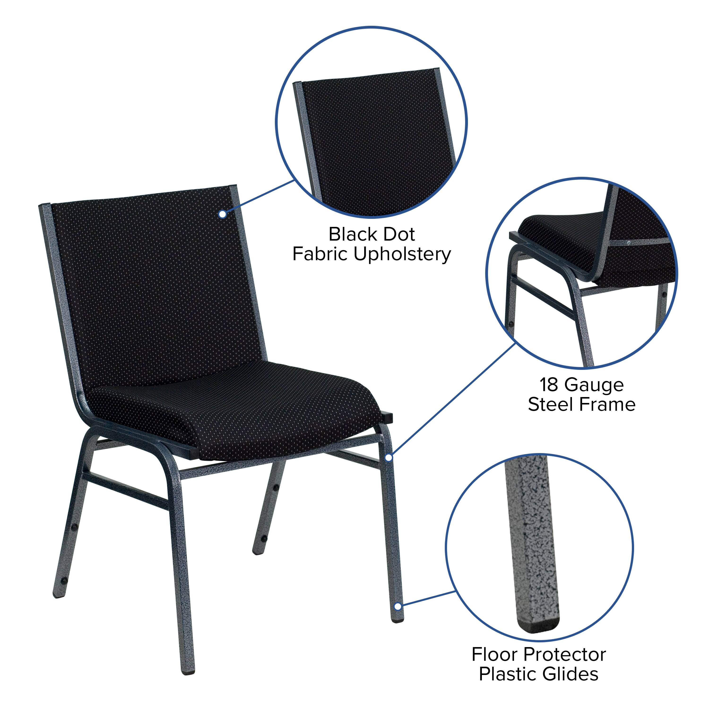 Black Dot Fabric Upholstery  
18 Gauge Steel Frame  
Floor Protector Plastic Glides