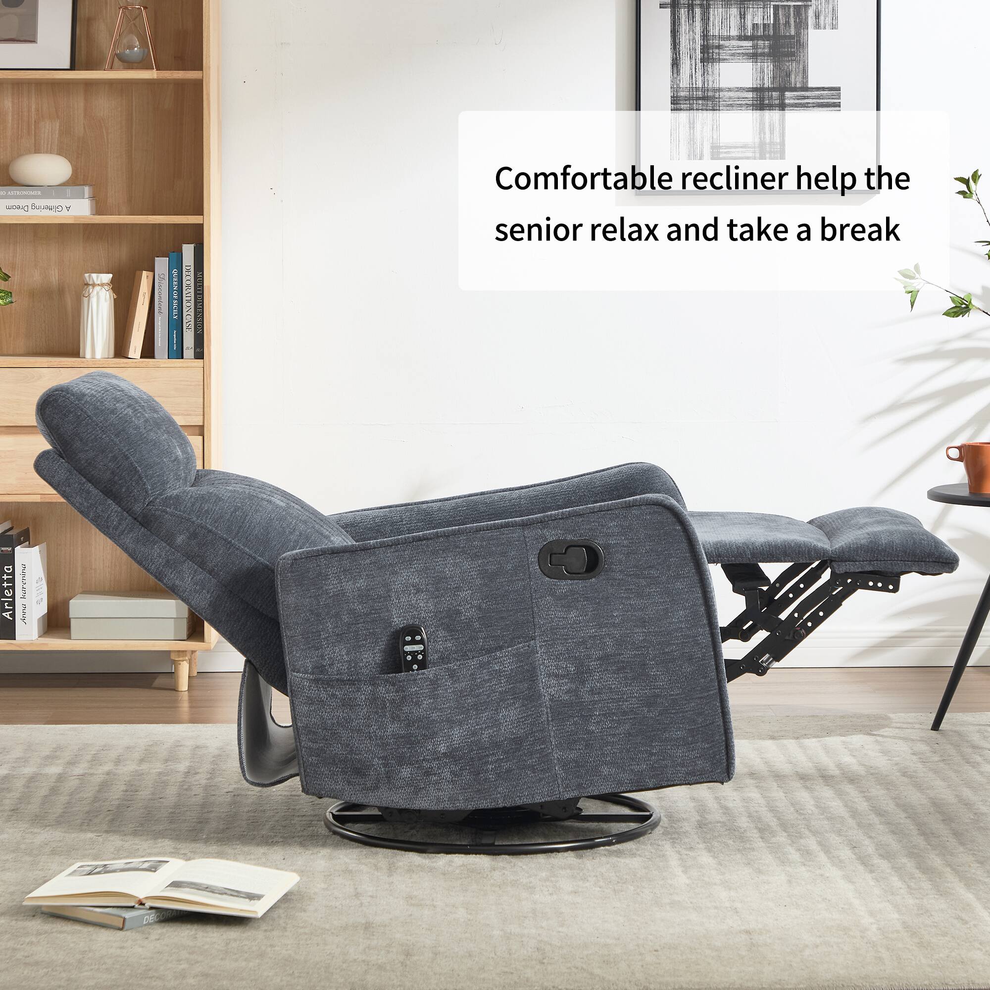 Comfortable recliner help the senior relax and take a break