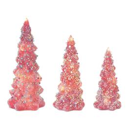 BreeBe - LED Tree with Rainbow Pearl Ornaments (Set of 3) - Pink, White