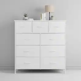 AOITUN - 9-Drawer Dresser for Bedroom, Clothes Storage Tower with Metal Frame - White