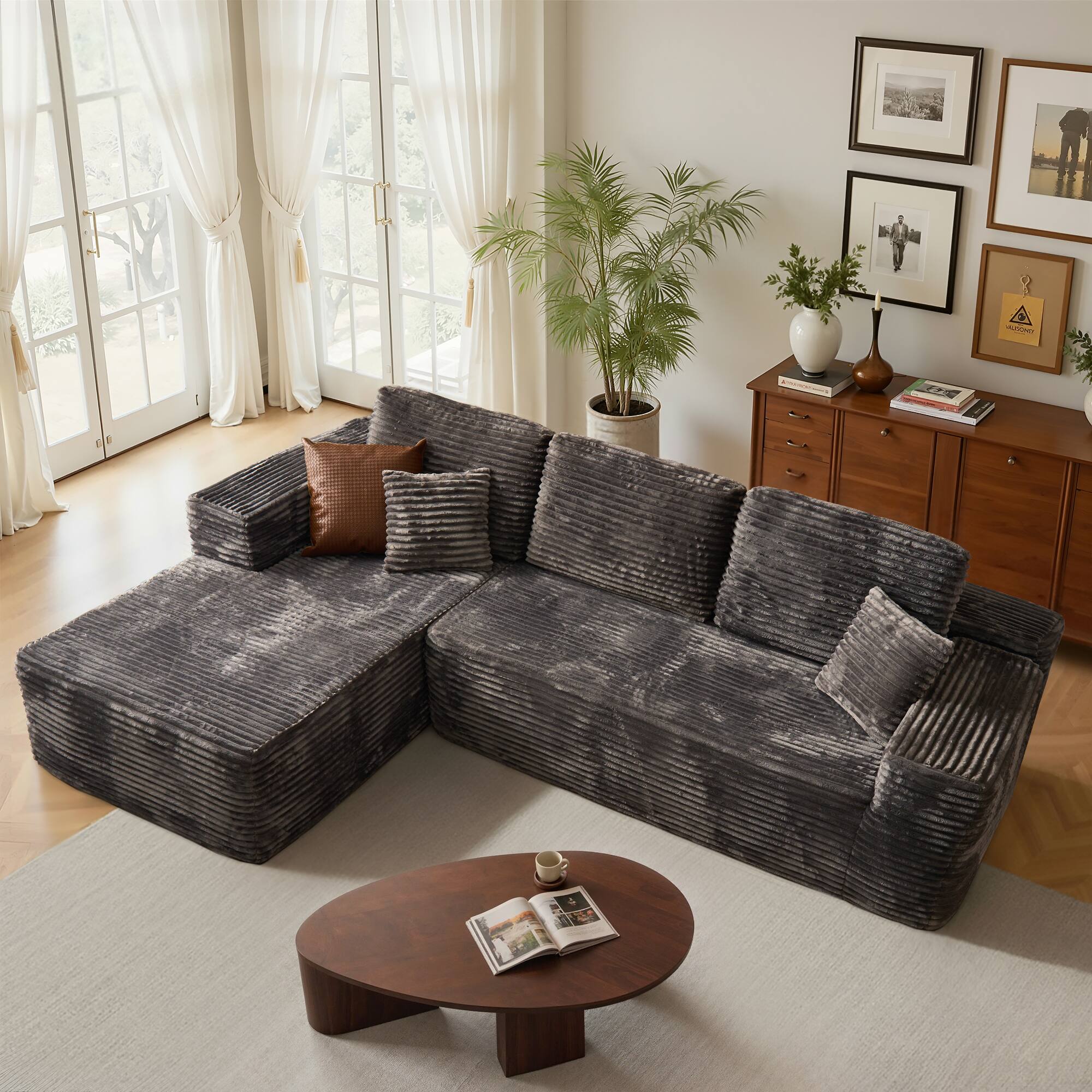 Grey(Plush Corduroy, Left Facing)