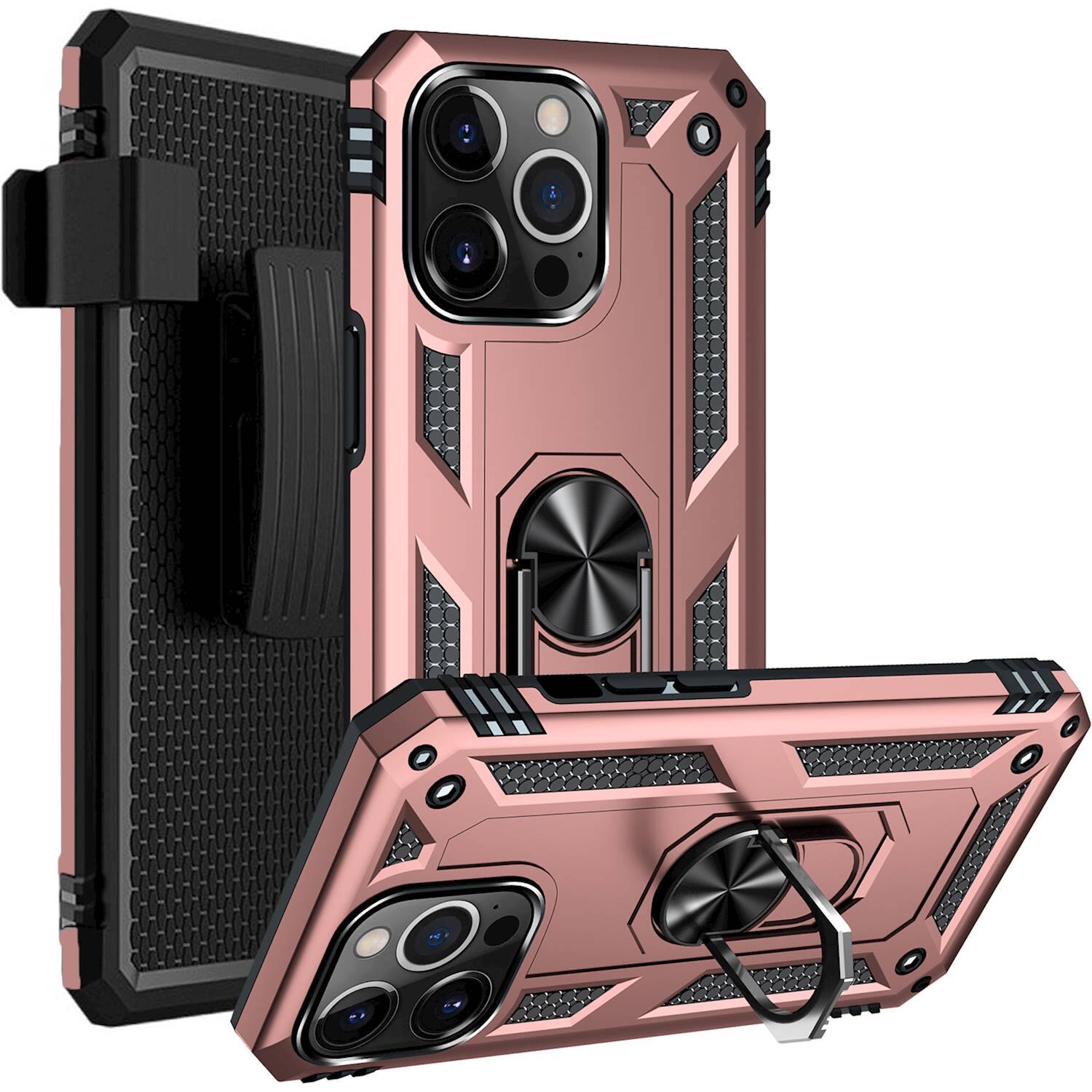 Alt View 12. SaharaCase - Kickstand with Belt Clip Case for Apple iPhone 13 Pro - Rose Gold.