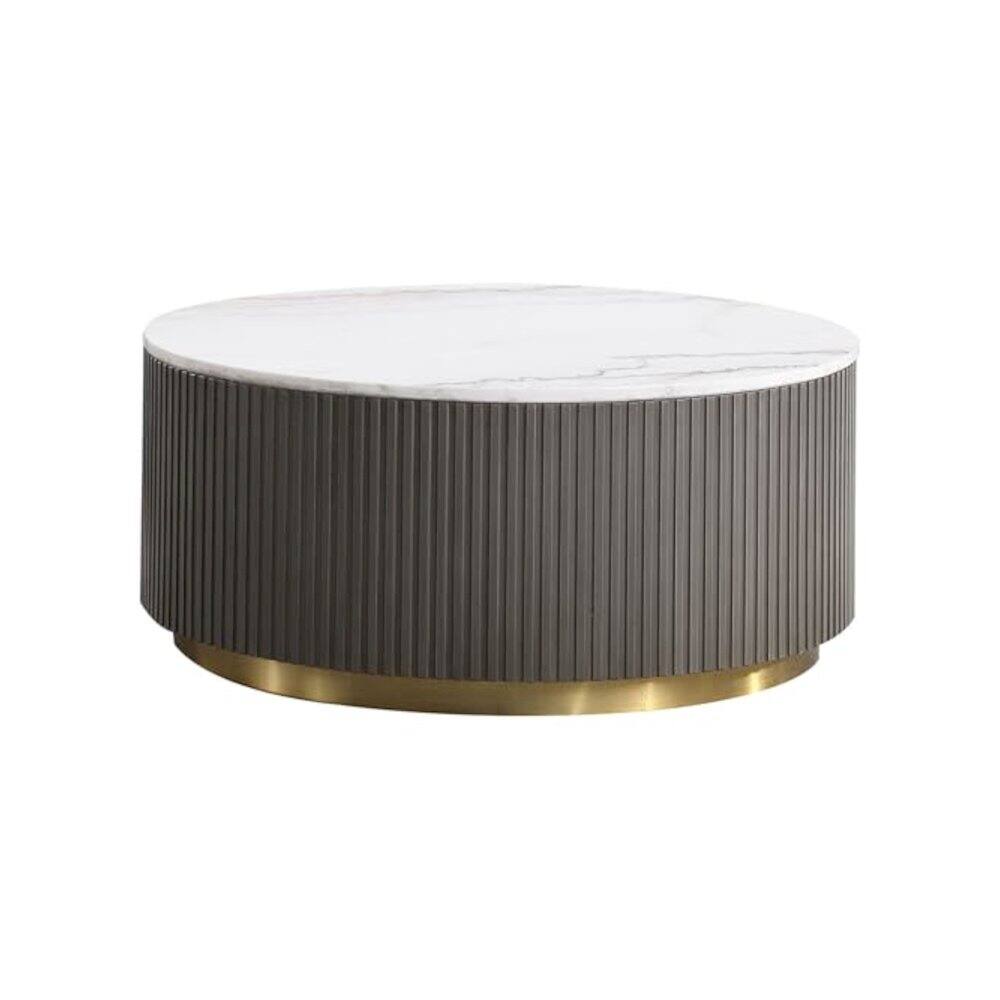 Left. Coaster Co. of America - Jason 3-piece Round Marble Coffee and End Table Set White - White Marble.
