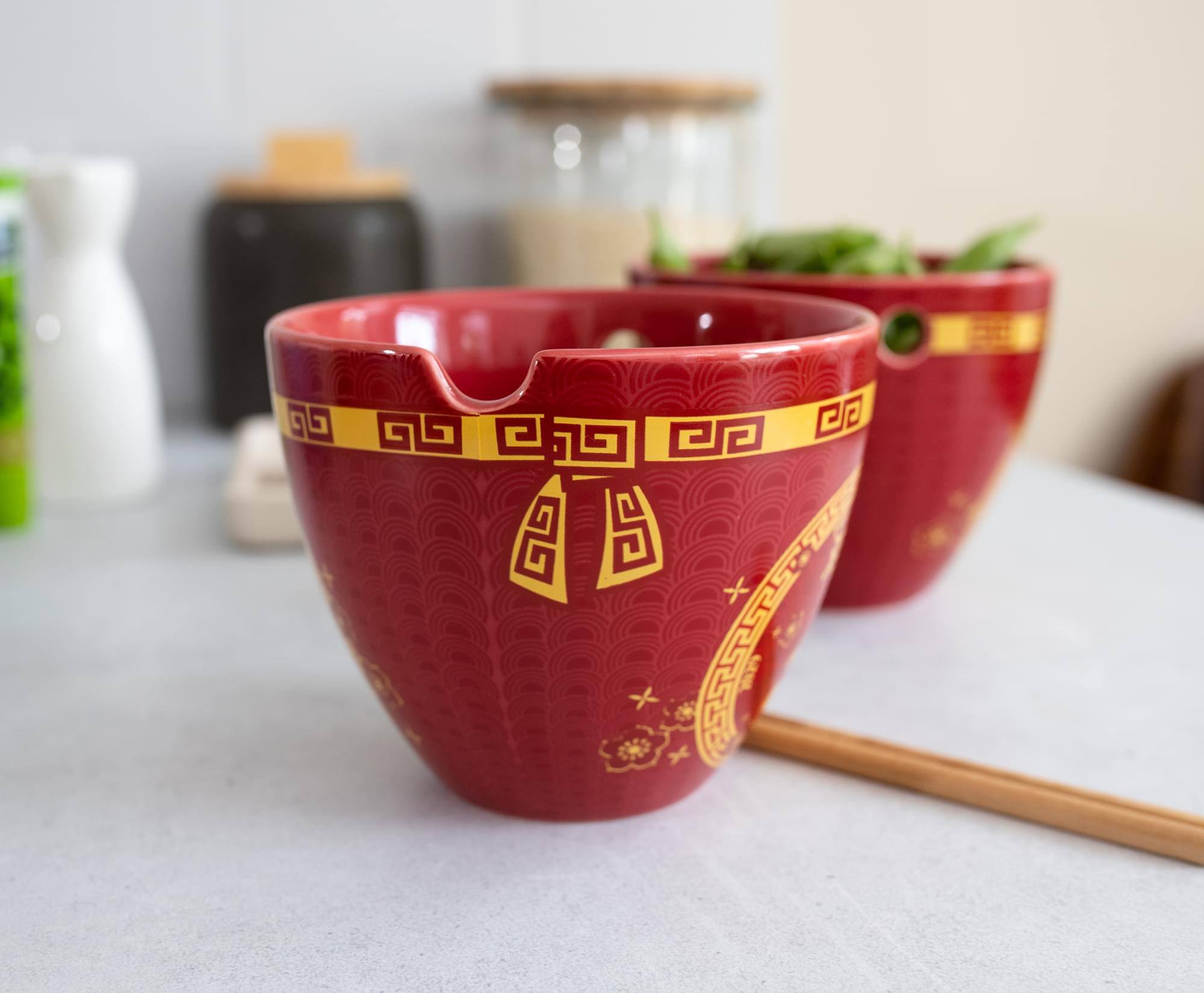Alt View 10. Boom Trendz - Year Of The Horse Chinese Zodiac 16-Ounce Ramen Bowl and Chopstick Set - Red.