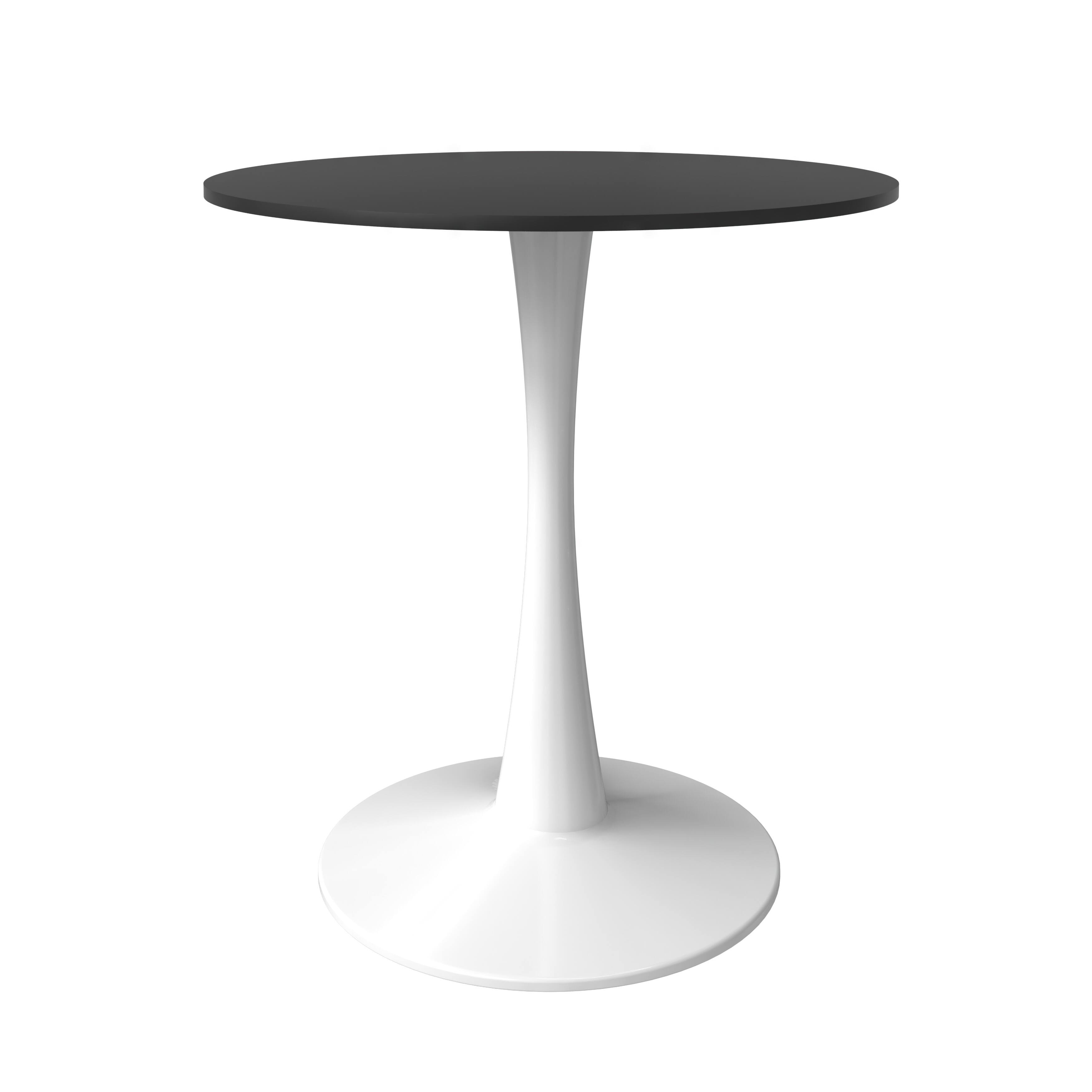 Alt View 2. LeisureMod - Bristol 27" Modern Round Dining Table with MDF Wood Top - Sleek Steel Pedestal Base - MDF - Black.