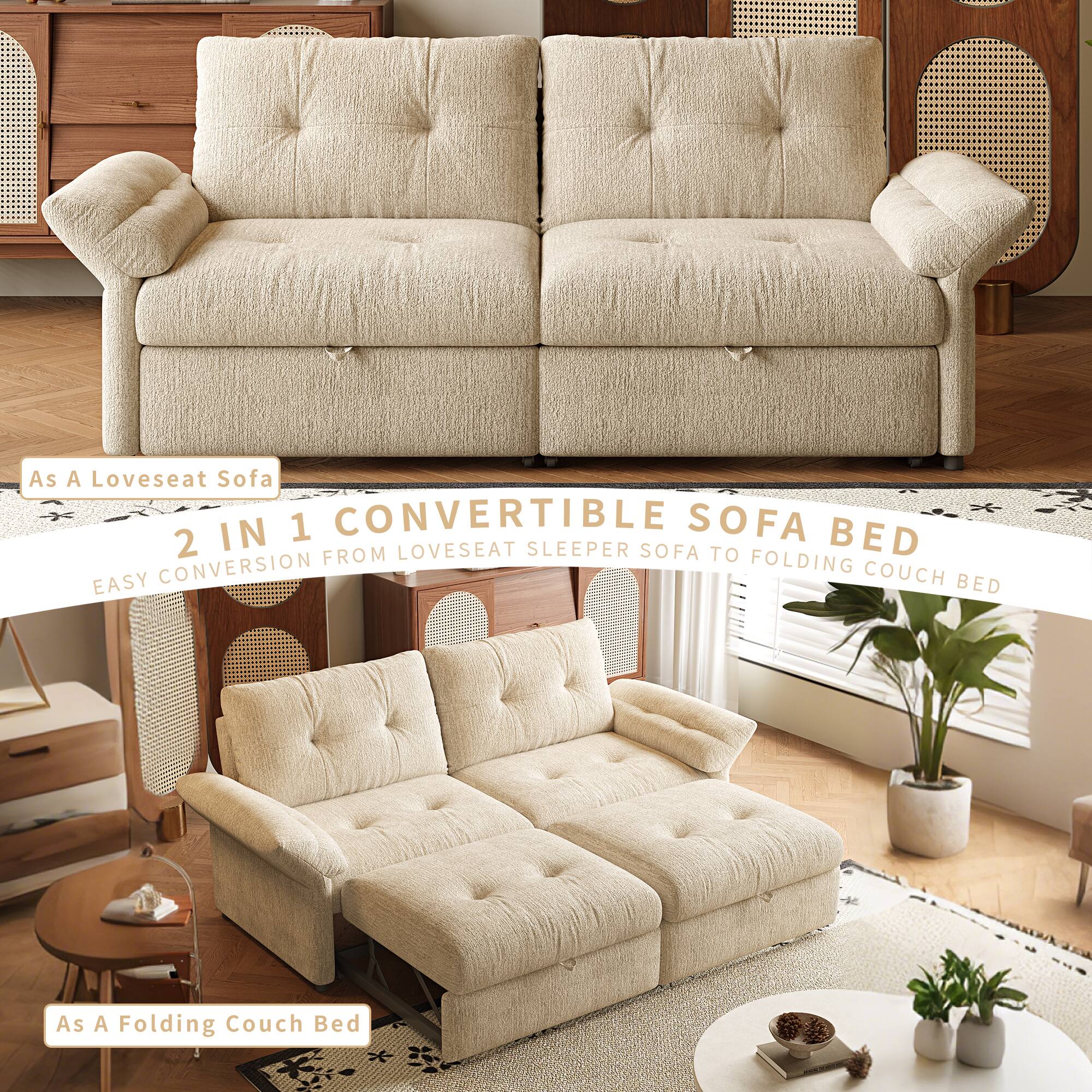 As a Loveseat Sofa

2 IN 1 CONVERTIBLE SOFA BED

EASY CONVERSION FROM LOVESEAT SLEEPER SOFA TO FOLDING COUCH BED

As a Folding Couch Bed